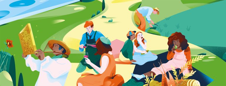 illustration Pique-nique bucolique en plein air
