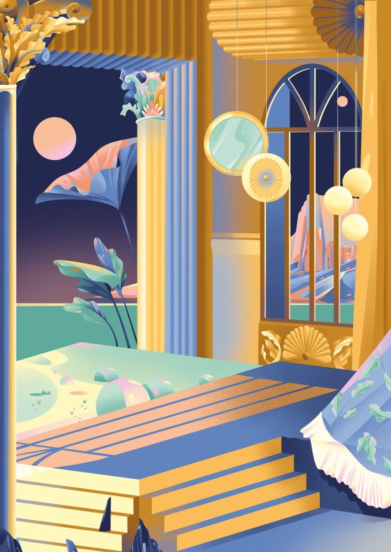 illustration Portail Lunaire Exotique Nocturne