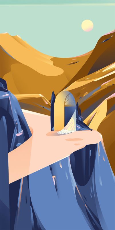 illustration Portail Mystique dans le Désert Orange