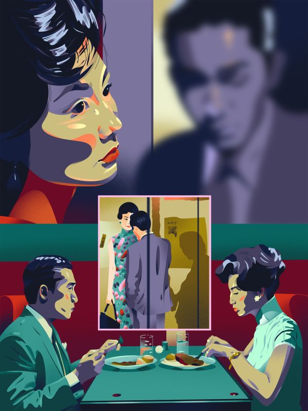 illustration Dîner Miroir Rétro Asiatique