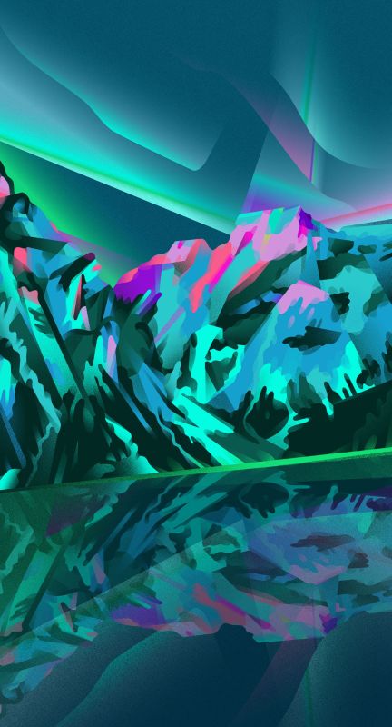 illustration Aurores Boréales sur Montagnes Magiques